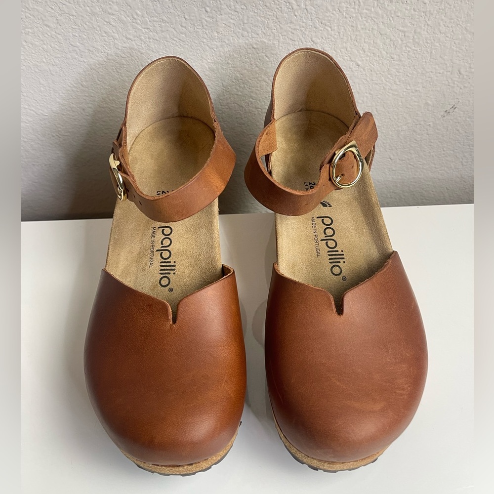 BIRKENSTOCK WOMENS MARY WEDGE SANDAL - COGNAC 9